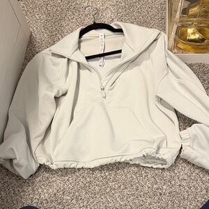 LululemonCropped Quarter-Zip Pullover Sweatshirt - Light cream size 4